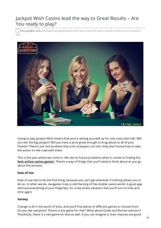 Jackpot Wish Casino lead the way to Great Results – Are You ready to play?