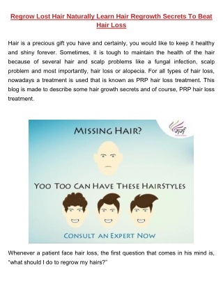 Regrow Lost Hair Naturally Learn Hair Regrowth Secrets to Beat Hair Loss