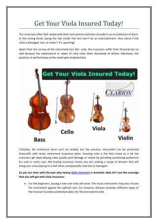 Get Your Viola Insured Today!