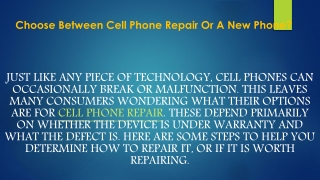 Choose Between Cell Phone Repair Or A New Phone?