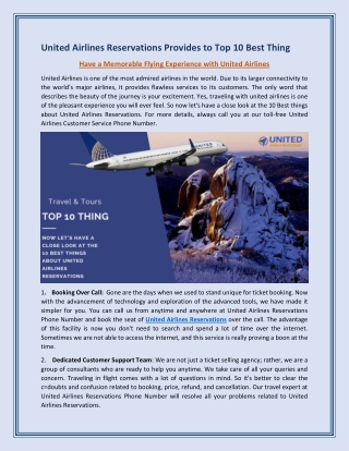 United Airlines Reservations – Provide Best Top 10 Things by United Experts