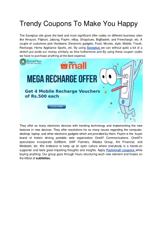Trendy Coupons To Make You Happy