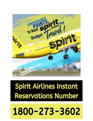 Spirit Airlines Instant Reservations Number (800) 273-3602