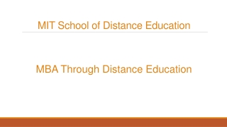 MBA through Distance Education - MIT School of Distance Education