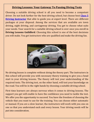 Driving Lessons: Your Gateway To Passing Diving Tests