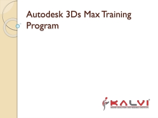 Autodesk 3Ds Max Training Program