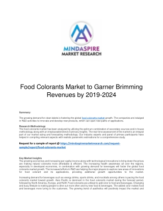 Food Colorants Market to Garner Brimming Revenues by 2019-2024