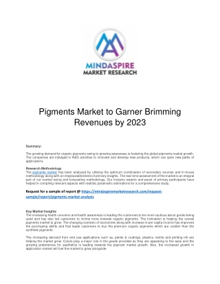 Pigments Market to Garner Brimming Revenues by 2023