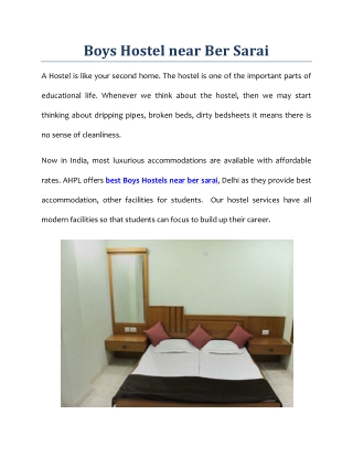 Boys Hostel near Ber Sarai