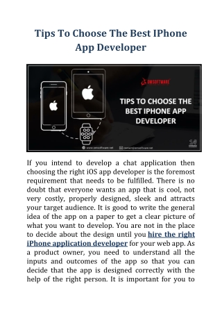 Tips To Choose The Best IPhone App Developer