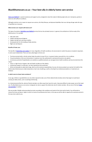 Bluelilihomecare.co.us – Your best ally in elderly home care service