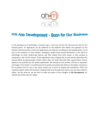 iOS App Development - Boon for Our Business
