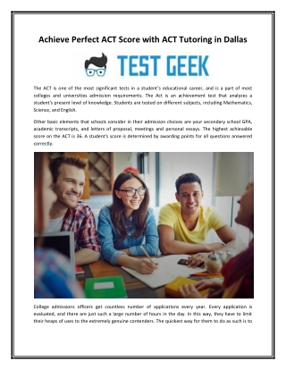 Achieve Perfect ACT Score with ACT Tutoring in Dallas