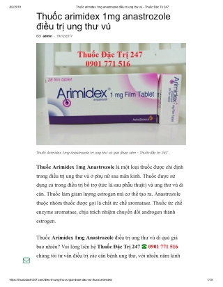 Thuoc arimidex 1mg anastrozole - Thuoc dac tri 247