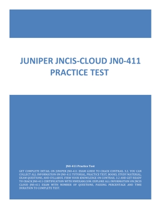 Juniper JNCIS-Cloud JN0-411 Practice Test| Pass JN0-411 Exam Easily‎