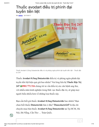 Thuoc avodart 0.5mg dutasteride - Thuoc dac tri 247