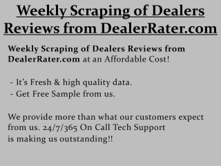 Weekly Scraping of Dealers Reviews from DealerRater.com