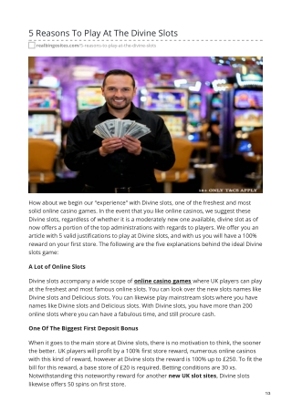 5 Reasons To Play At The Divine Slots