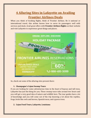 4 Alluring Sites in Lafayette on Availing Frontier Airlines Deals