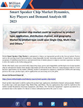 Smart Speaker Chip Market Dynamics, Key Players and Demand Analysis till 2023