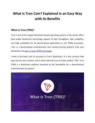 What is Tron Coin? Explained in an Easy Way with its Benefits