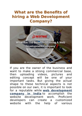 What are the Benefits of hiring a Web Development Company?