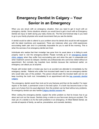 Emergency Dentist In Calgary – Your Savior in an Emergency