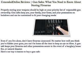 ConcealedOnline Reviews | Gun Safes: What You Need to Know About Storing Firearms