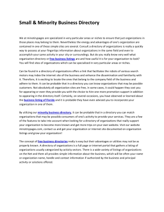 Small & Minority Business Directory