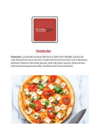 25% Off -Pizzetta Bar-North Perth - Order Food Online