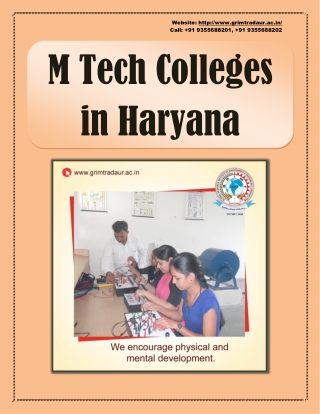 M tech Colleges in Haryana - B Tech Colleges in Haryana