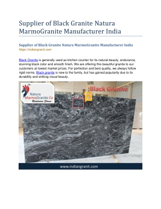 Supplier of Black Granite Natura MarmoGranite Manufacturer India