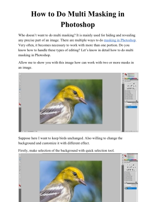 How to Do Multi Masking in Photoshop