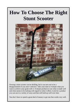 How to Choose the Right Stunt Scooter