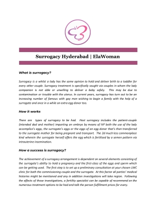 Surrogacy Hyderabad | ElaWoman