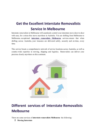 Interstate Removalists Melbourne