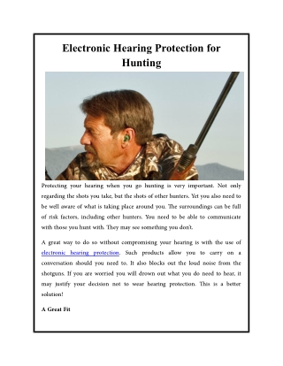 Electronic Hearing Protection for Hunting