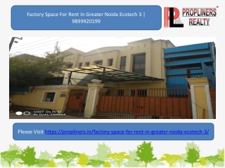 Factory Space For Rent In Greater Noida Ecotech 3 | 9899920199 Lease