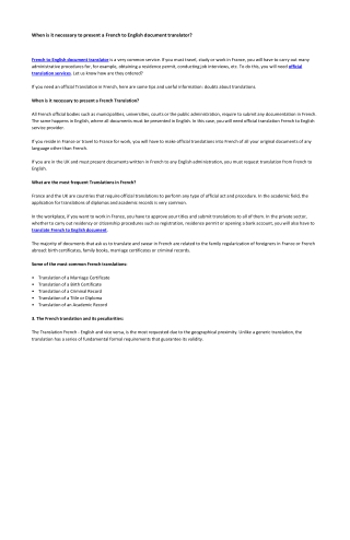 When is it necessary to present a French to English document translator?