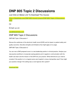 DNP 805 Topic 2 Discussions