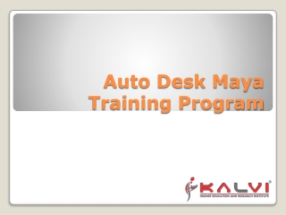 Auto Desk Maya Training Program