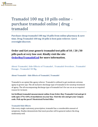 Tramadol 100 mg 10 pills online - purchase tramadol online | drug tramadol