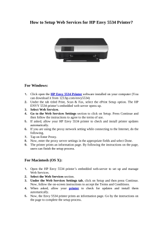 How to Setup Web Services for HP Envy 5534 Printer?