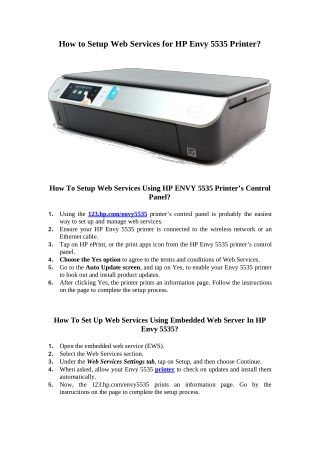 How to Setup Web Services for HP Envy 5535 Printer?