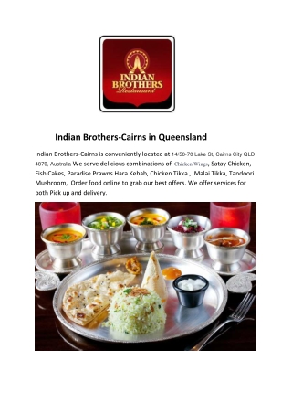 25% Off -Indian Brothers-Cairns-Cairns - Order Food Online