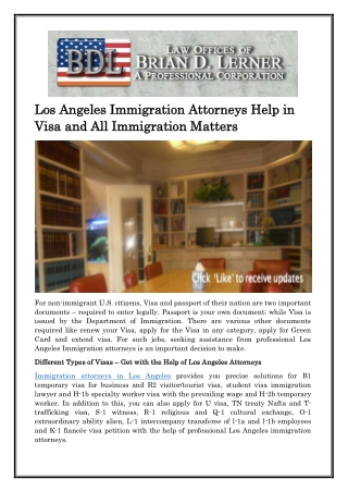 Los Angeles Immigration Attorneys Help in Visa and All Immigration Matters