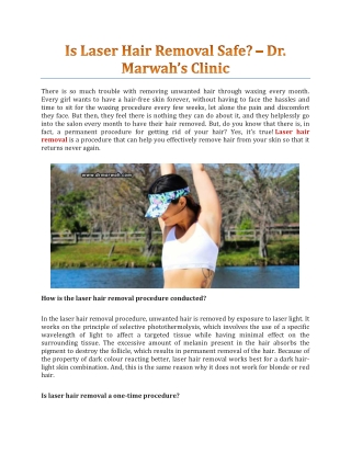 Is Laser Hair Removal Safe? - Dr. Marwah's Clinic