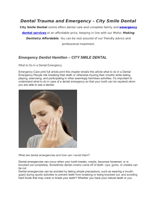 Dental Trauma and Emergency – City Smile Dental