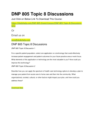 DNP 805 Topic 8 Discussions