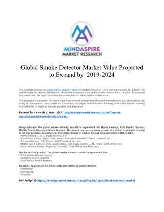 Global Smoke Detector Market Value Projected to Expand by 2019-2024